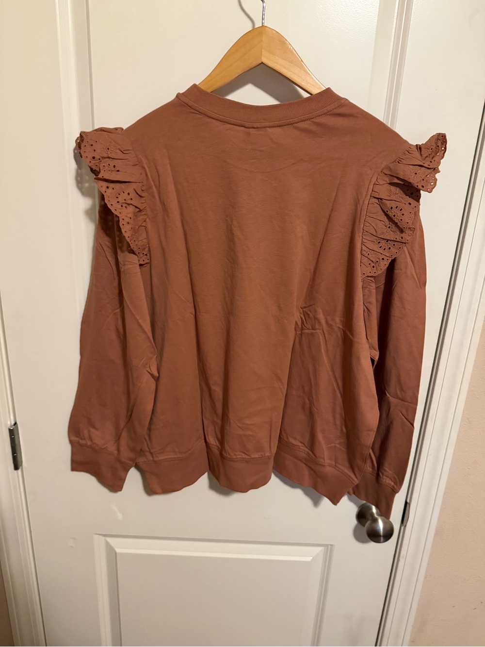 Matilda Jane Good Hart Rust Ruffle-Shoulder Pullover - Picture 2 of 3